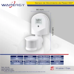 SENSOR MOVIMIENTO PARED S/P 360 TIPO L