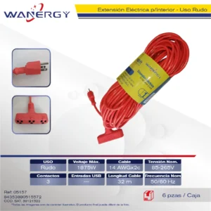 Extension Naranja Exterior3 SALIDAS DE ENERGIACable calibre SJT 3x2.08mm2 O.D. 8.5mmCCA cable