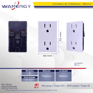 Contácto Duplex 3 módulos Blanco
