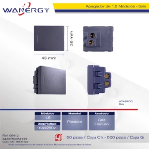 Apagador 1.5 Módulos Gris