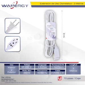 Extension Electrica Interior 3 contactos 0.63 7 PVC 3