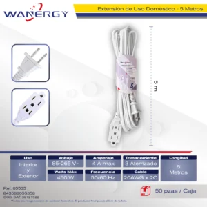 Extension Electrica Interior 3 contactos 0.63 7 PVC 5