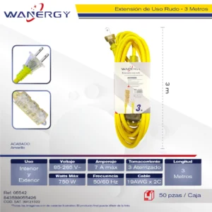 Extension Amarilla Exterior 3 SALIDAS DE ENERGIA 7 1 PVC 3M