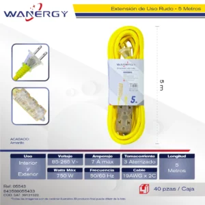Extension Amarilla Exterior 3 SALIDAS DE ENERGIA 7 1 PVC 5M