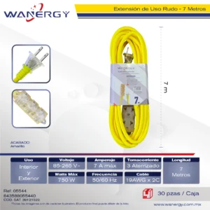 Extension Amarilla Exterior 3 SALIDAS DE ENERGIA 7 1 PVC 7M