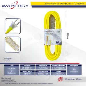 Extension Amarilla Exterior 3 SALIDAS DE ENERGIA 7 1 PVC 10M
