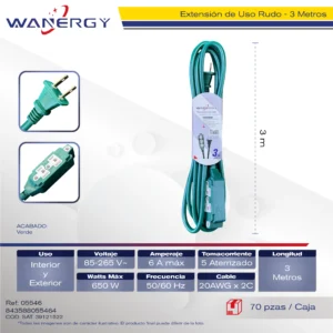 Extension Verde Exterior 3 SALIDAS DE ENERGIA 1 7 PVC 3M