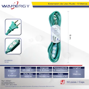 Extension Verde Exterior 3 SALIDAS DE ENERGIA 1 7 PVC 5M