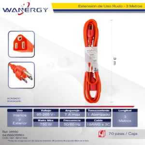 Extension Naranja Exterior 1 SALIDAS DE ENERGIA 1 7 PVC PP 3M