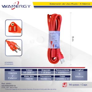 Extension Naranja Exterior 1 SALIDAS DE ENERGIA 1 7 PVC PP 5M