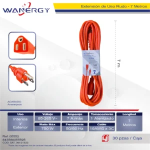 Extension Naranja Exterior 1 SALIDAS DE ENERGIA 1 7 PVC PP 7M