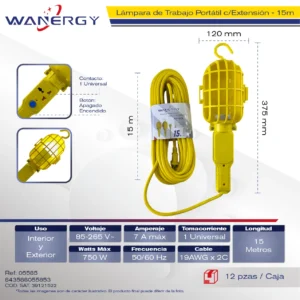 EXTENSION CON LAMPARA PARA MECANICO 8M 15 1 7.5