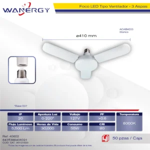 FOCO LED TIPO VENTILADOR 3+1 ASPAS
