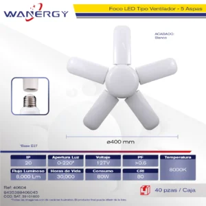 FOCO LED TIPO VENTILADOR 5+1ASPAS