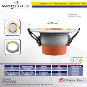 EMPOTRADO BLANCO/DORADO TRES TEMPERATURA 5W