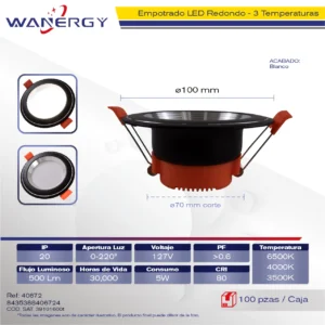 EMPOTRADO NEGRO TRES TEMPERATURA 5W