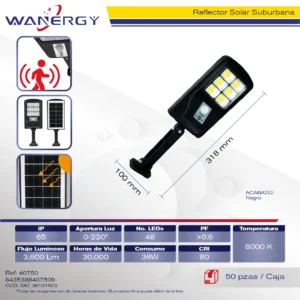 REFLECTOR SOLAR SUBURBANA 48LED FXLD-36W