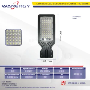 REFLECTOR SUBURBANO PLANA 50W LED IP66