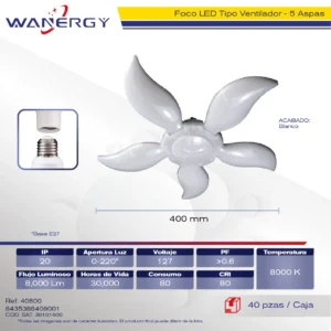 FOCO MANGO TIPO VENTILADOR 5 ASPAS
