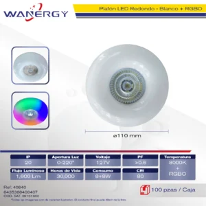 PLAFON LED REDONDO LUZ COLORES
