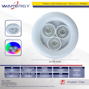 PLAFON LED REDONDO LUZ COLORES