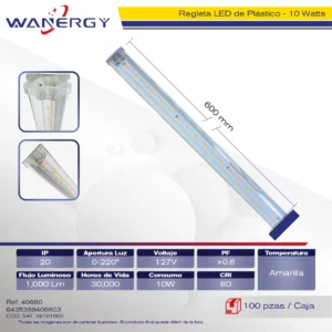 REGLETA LED 10W PLASTICO 0.6M