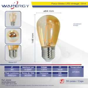 S14-E27 BOMBILLA LED VINTAGE