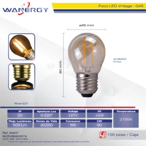 G45-E27 BOMBILLA LED VINTAGE