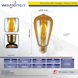 ST64 BOMBILLA LED VINTAGE EDISON