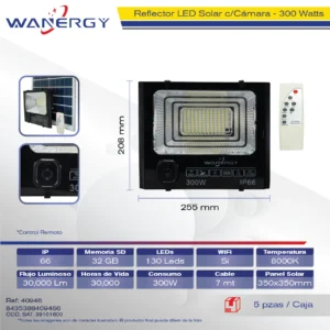LAMPARA LED SOLAR REFLECTOR CON CAMARA