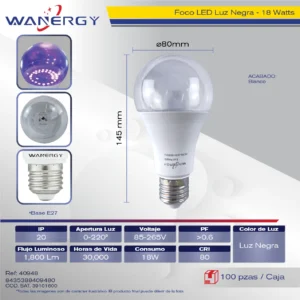 FOCO LUZ NEGRA 18W