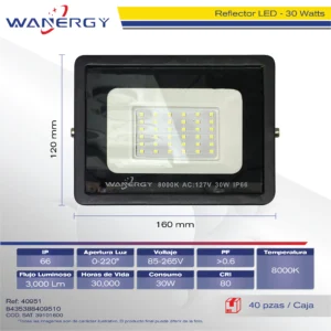 REFLECTOR 30W LED IP66 8000K