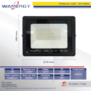 REFLECTOR 50W LED IP66 8000K