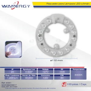 REPUESTO LAMPARA LED C/IMAN 12W