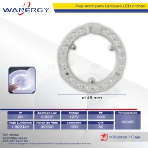 REPUESTO LAMPARA LED C/IMAN 18W