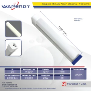 REGLETA NEON PLASTICO 1.2M 20W