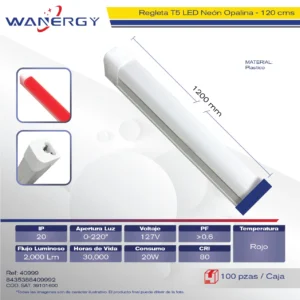 REGLETA NEON PLASTICO 1.2M 20W