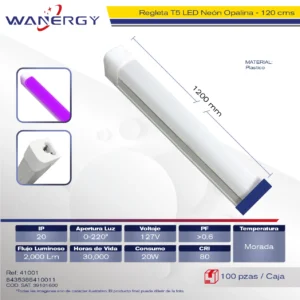 REGLETA NEON PLASTICO 1.2M 20W
