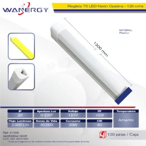 REGLETA NEON PLASTICO 1.2M 20W