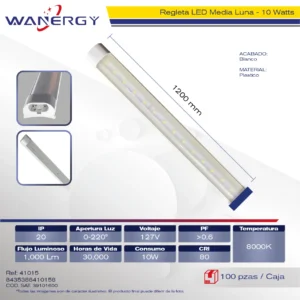 REGLETA LED MEDIO LUNA 10W PLASTICO 0.6M