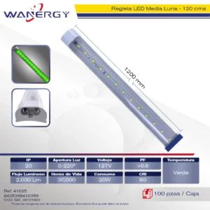 REGLETA LED MEDIO LUNA 20W PLASTICO 1.2M