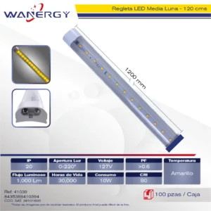 REGLETA LED MEDIO LUNA 20W PLASTICO 1.2M