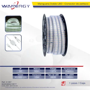 MANGUERA DOBLE LED,CONECTOR DE PELLISCO 2835-180D-R22-127V /UNION