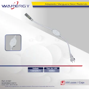 ADAPTADOR MANGUERA NEON RREDONDO 7MM 127V 110V-5050-60LED