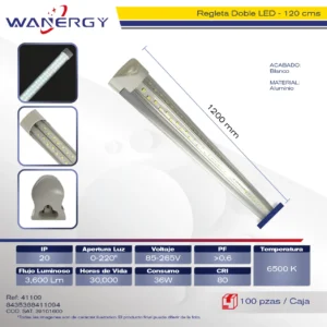 REGLETA T8 DOBLE LED 36W 1.2M