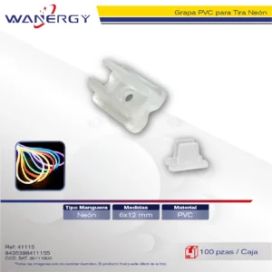 GRAPA PVC PARA TIRA NEON 6*12MM 100PCS
