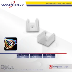 GRAPA PVC PARA MANGUERA NEON 8*16MM 100PCS