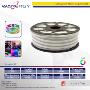 MANGUERA NEON 10*20MM 5050-72D SUPER BRILLO
