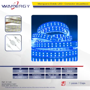 MANGUERA DOBLE LED,CONECTOR DE PELLISCO 2835-180D-R22-127V /UNION