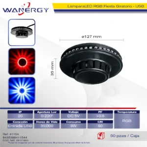 LAMPARA FIESTA GIRATORIO RGB 45D USB 8W